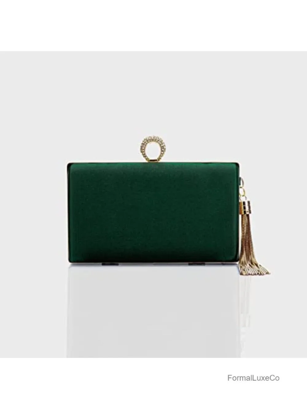Rhinestone Satin Clutch Evening Bag with Tassel Chain Strap